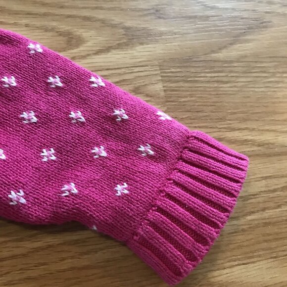 BabyGap Girls Pink Knit Cardigan Sweater W Sherpa Collar Fair Isle Pattern 6-12 - Picture 5 of 7